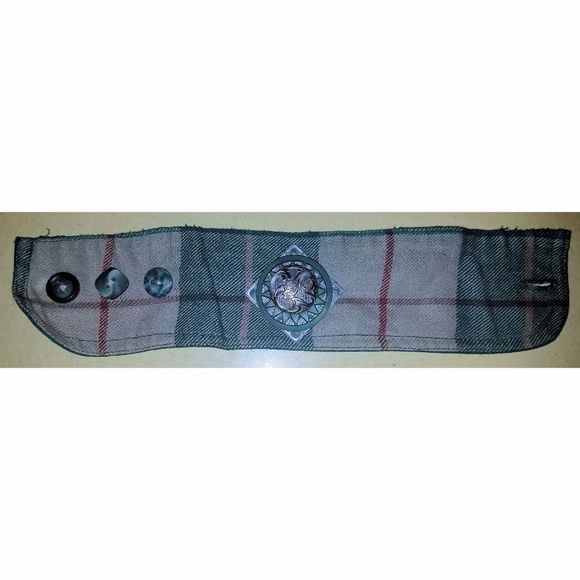 Repurposed Plaid Shirt Cuff Bracelet Boho Hippie - Picture 5 of 8